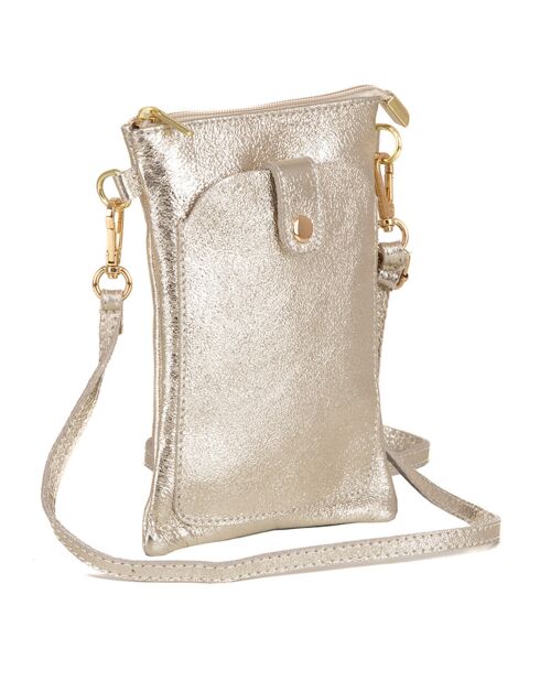 Erica gouden leren schoudertas - 14x21x1 cm