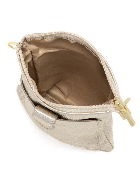 Erica gouden leren schoudertas - 14x21x1 cm