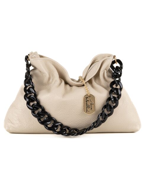 Beige leren handtas van Fabrizia - 33x21x4 cm