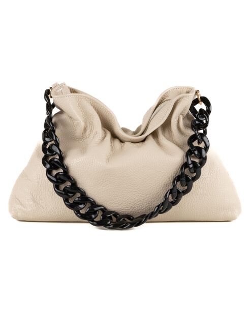 Beige leren handtas van Fabrizia - 33x21x4 cm