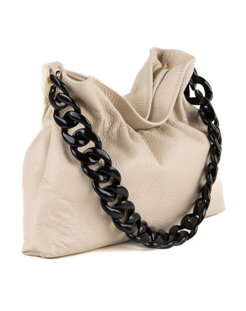 Beige leren handtas van Fabrizia - 33x21x4 cm