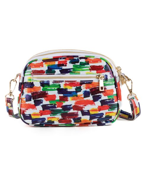 Borsa a tracolla Anna Signature 19 in pelle bianca/multicolore - 23x17x7 cm