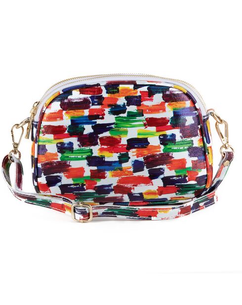 Borsa a tracolla Anna Signature 19 in pelle bianca/multicolore - 23x17x7 cm