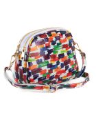 Borsa a tracolla Anna Signature 19 in pelle bianca/multicolore - 23x17x7 cm
