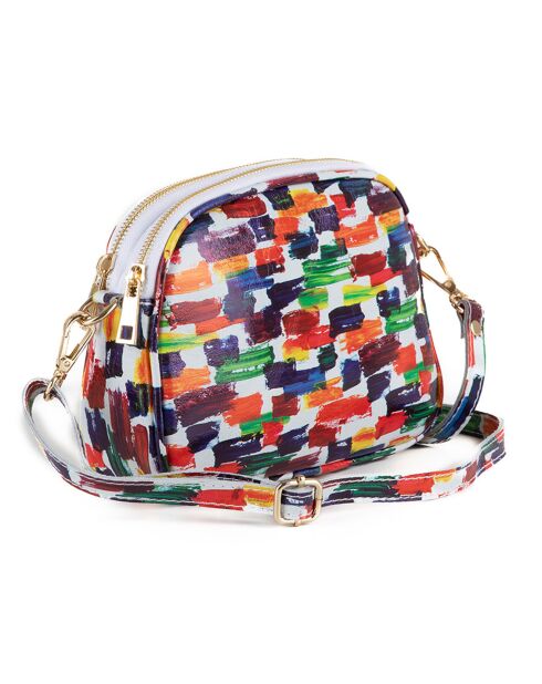 Borsa a tracolla Anna Signature 19 in pelle bianca/multicolore - 23x17x7 cm