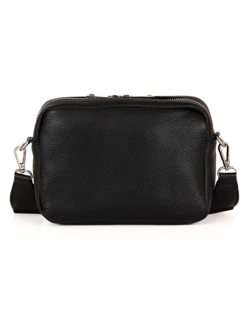 Erminia zwarte leren schoudertas - 22x17x9 cm