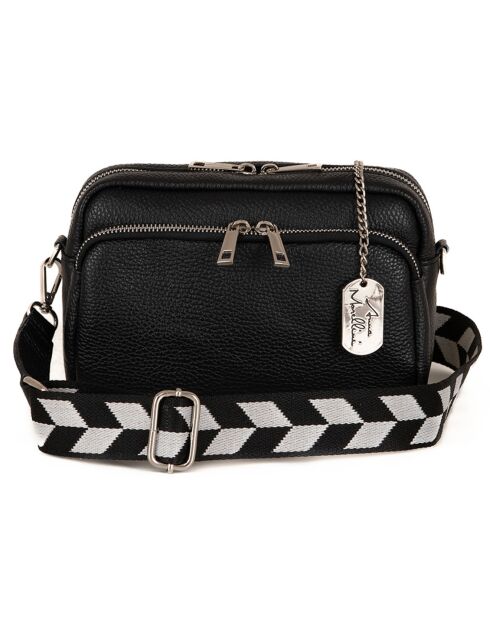 Erminia zwarte leren schoudertas - 22x17x9 cm