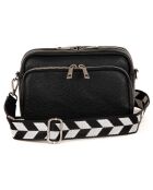 Erminia zwarte leren schoudertas - 22x17x9 cm