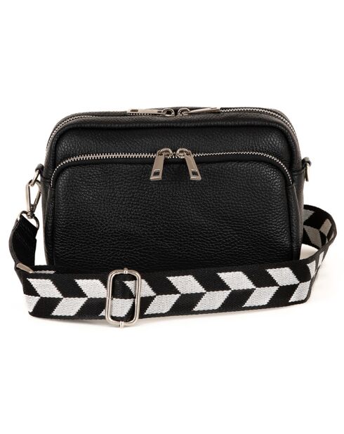 Erminia zwarte leren schoudertas - 22x17x9 cm