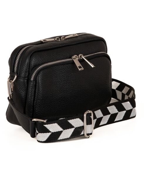 Erminia zwarte leren schoudertas - 22x17x9 cm