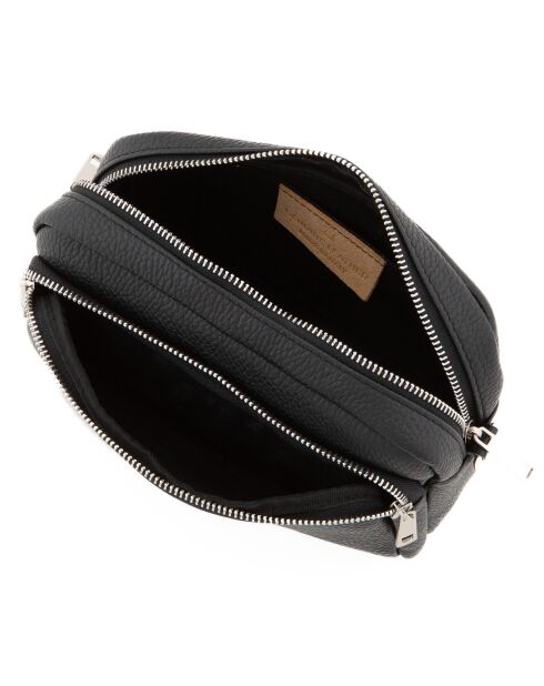 Erminia zwarte leren schoudertas - 22x17x9 cm