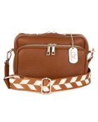 Erminia Cognac leren schoudertas - 22x17x9 cm