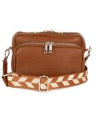 Erminia Cognac leren schoudertas - 22x17x9 cm
