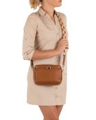 Erminia Cognac leren schoudertas - 22x17x9 cm