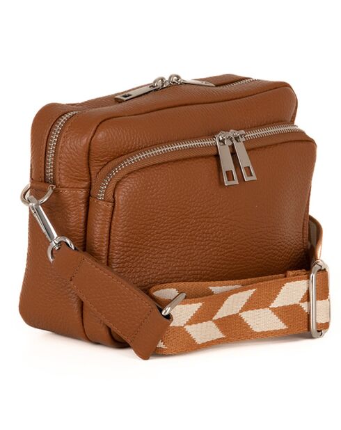 Erminia Cognac leren schoudertas - 22x17x9 cm