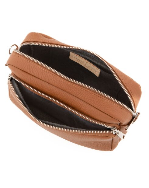 Erminia Cognac leren schoudertas - 22x17x9 cm