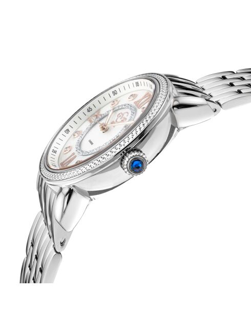 Montre Marsala Femme Quartz en Acier & Diamants 0.4 ct argentée