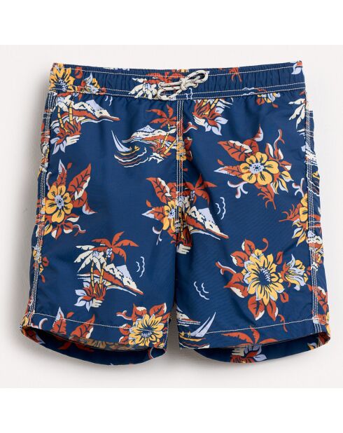 Short de bain Lazo à fleurs bleu foncé
