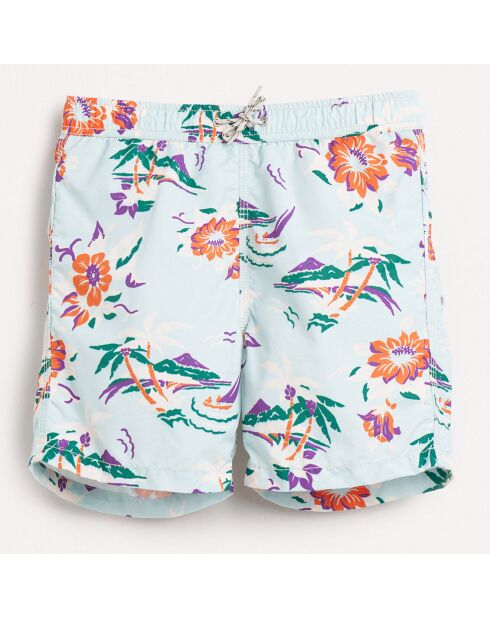 Short de bain Lazo à fleurs bleu ciel