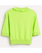 Pull polo en Maille fine de pur Coton Rean vert acide