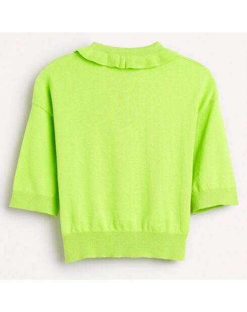 Pull polo en Maille fine de pur Coton Rean vert acide