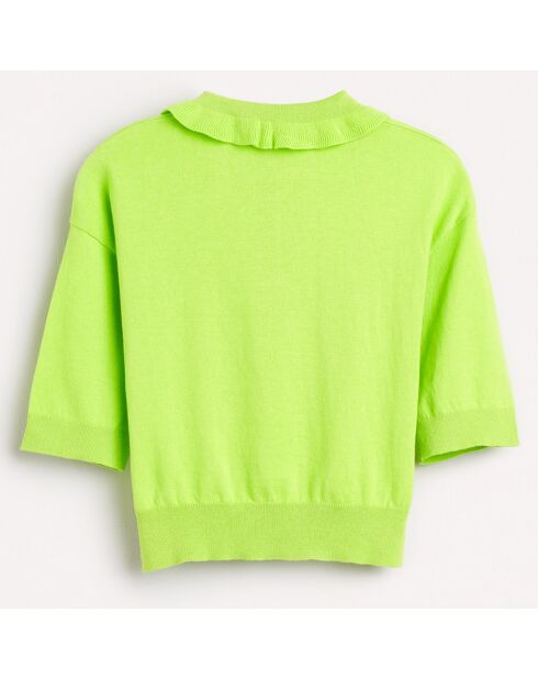 Pull polo en Maille fine de pur Coton Rean vert acide