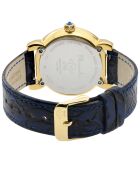 Montre Marsala Femme Quartz en Cuir & Diamants 0.4 ct bleue