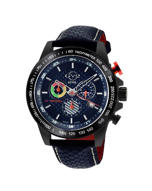 Montre Scuderia Homme Quartz en Cuir bleue