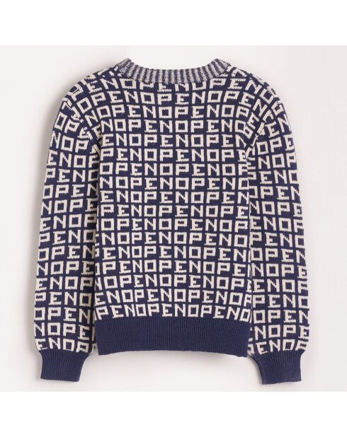 Pull en Maille de coton mélangé Gelop imprimé bleu foncé
