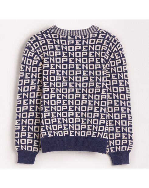 Pull en Maille de coton mélangé Gelop imprimé bleu foncé