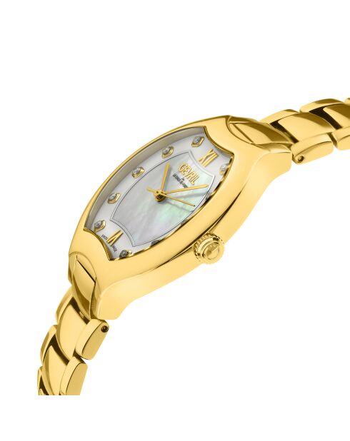 Montre Lugano Femme Quartz en Acier & Diamants 0.1 ct dorée