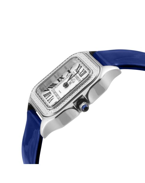 Montre Milan Femme Quartz en Cuir & Diamants 0.456 ct bleue