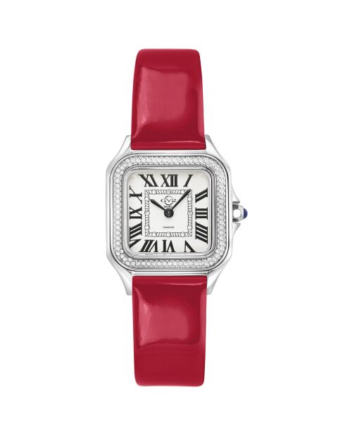 Montre Milan Femme Quartz en Cuir & Diamants 0.456 ct rouge