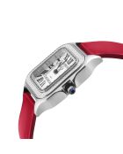 Montre Milan Femme Quartz en Cuir & Diamants 0.456 ct rouge