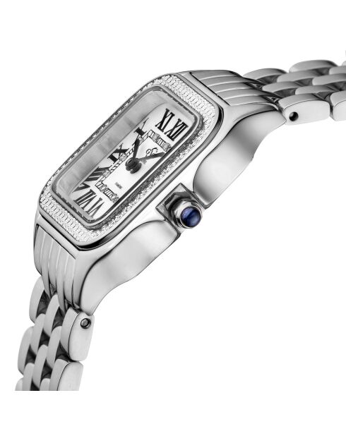 Montre Milan Femme Quartz en Acier & Diamants 0.456 ct argentée