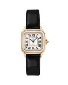 Montre Milan Femme Quartz en Cuir & Diamants 0.456 ct noire