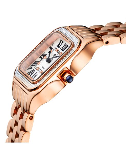 Montre Milan Femme Quartz en Acier & Diamants 0.456 ct rose doré