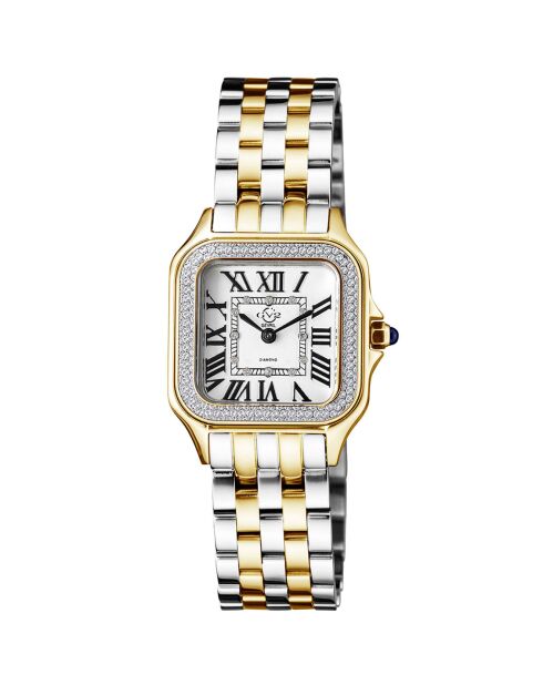 Montre Milan Femme Quartz en Acier & Diamants 0.456 ct argenté/doré