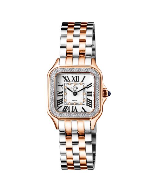 Montre Milan Femme Quartz en Acier & Diamants 0.456 ct argenté/rose doré