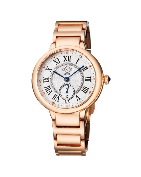 Montre Rome Femme Quartz en Acier & Diamants 0.684 ct rose doré