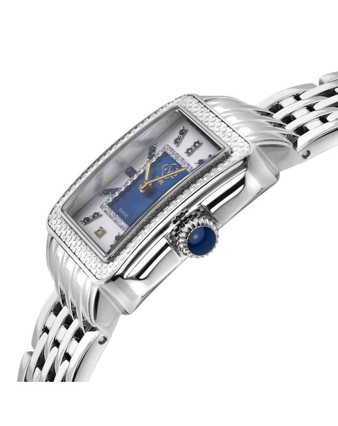 Montre Padova Gemstone Femme Quartz en Acier, Spinelles bleues & Diamant 0.0116 ct argentée