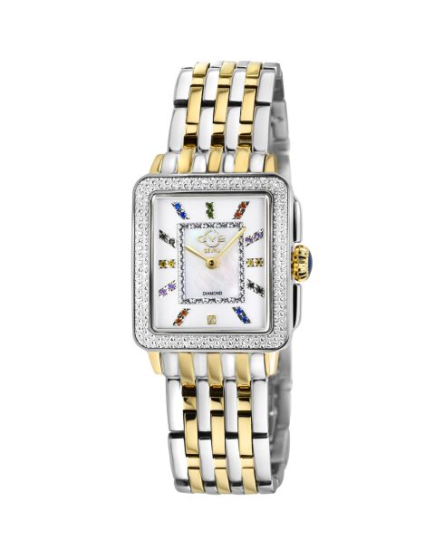 Montre Padova Gemstone Femme Quartz en Acier, Diamant 0.0116 ct & Multi-Pierres argenté/doré