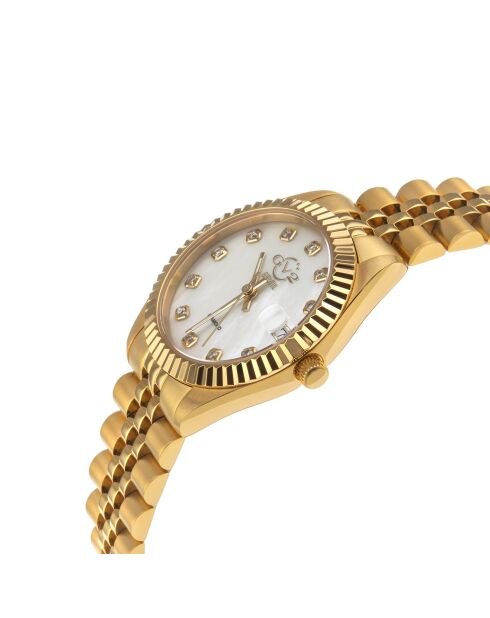 Naples Quarzuhr für Damen aus Stahl und Diamanten, 1,606 Karat Gold