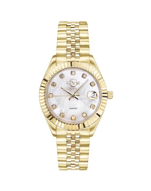 Naples Quarzuhr für Damen aus Stahl und Diamanten, 1,606 Karat Gold