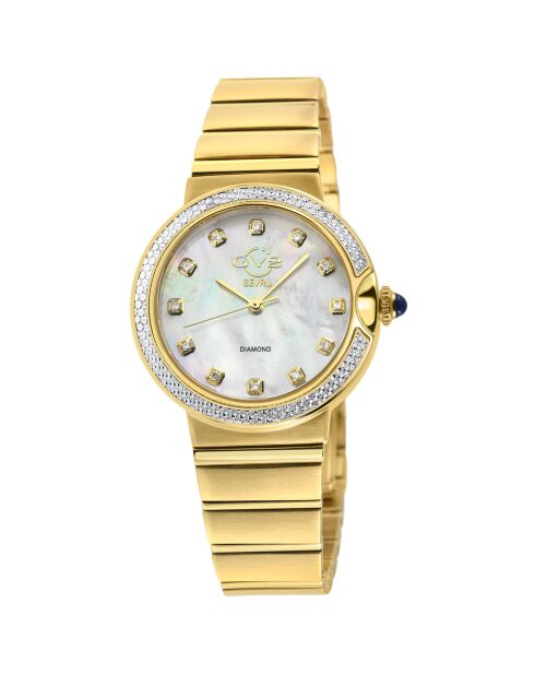 Montre Sorrento Femme Quartz en Acier & Diamants 0.15 ct dorée