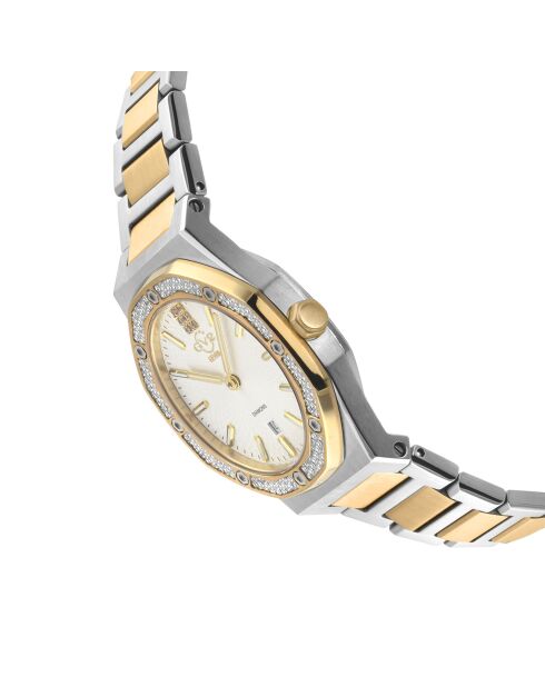 Montre Palmanova Femme Quartz en Acier & Diamants 0.03 ct argenté/doré