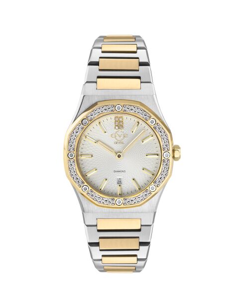 Montre Palmanova Femme Quartz en Acier & Diamants 0.03 ct argenté/doré