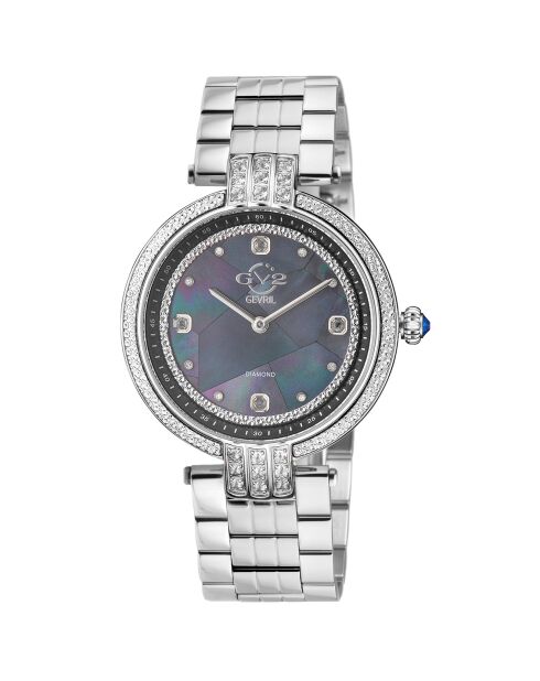 Matera Quarzuhr für Damen aus Stahl und Diamanten, 0,384 ct Silber