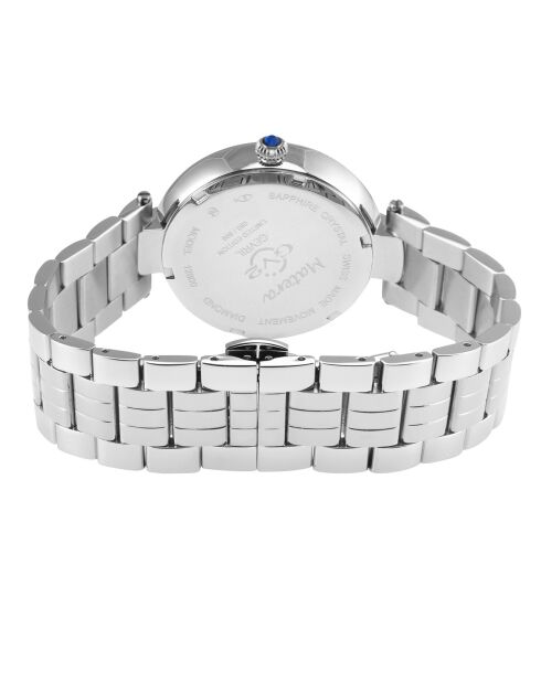 Matera Quarzuhr für Damen aus Stahl und Diamanten, 0,384 ct Silber