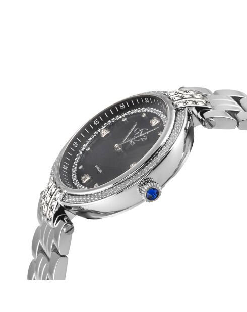 Matera Quarzuhr für Damen aus Stahl und Diamanten, 0,384 ct Silber